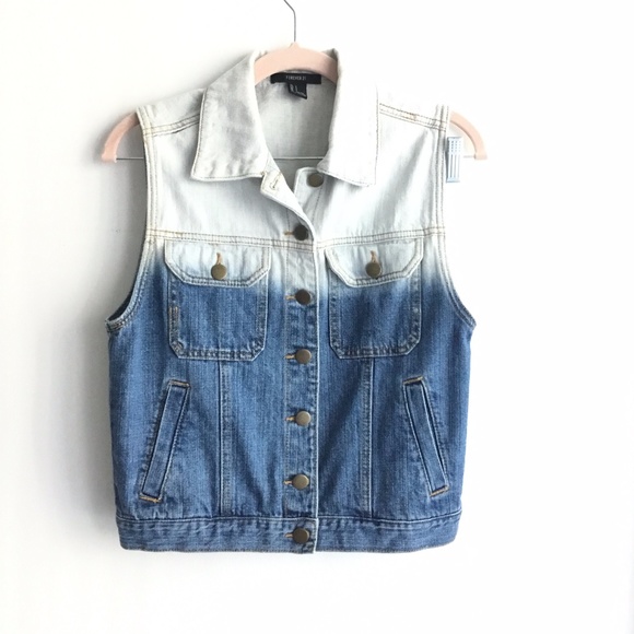 Forever 21 Vintage Retro Americana Festival Style Ombre Gradient Denim Vest - Picture 2 of 4